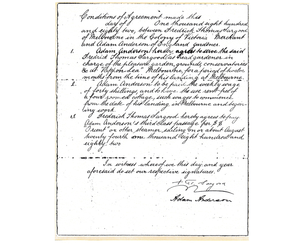 Rippon Lea contract signed by Adam Andeson